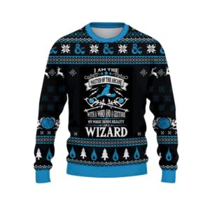 Alternative view of 2025 Christmas DnD I Am The Master Of The Arcane Ugly Sweater - Grishko.com