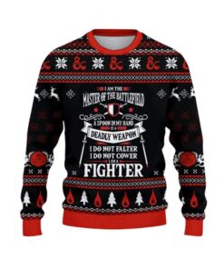 Alternative view of 2025 Christmas DnD I am the Master of the Battlefield Ugly Sweater  