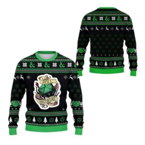 Alternative view of 2025 Christmas DND Roll Initiative Ugly Sweater - Grishko.com