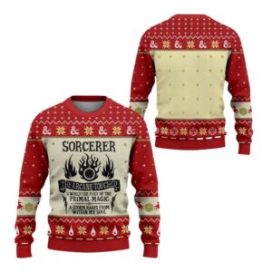 Alternative view of 2025 Christmas DnD Sorcerer The Arcane Touched Ugly Sweater - Grishko.com