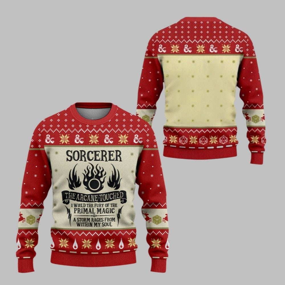 2025 Christmas DnD Sorcerer The Arcane Touched Ugly Sweater - Grishko.com