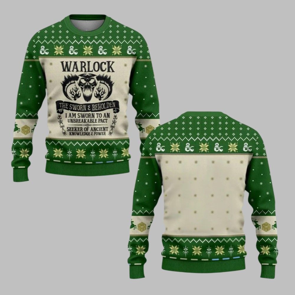 2025 Christmas DND Warlock The Sworn & Beholden Ugly Sweater - Grishko.com