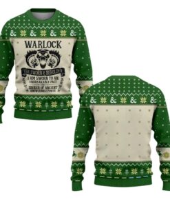 Alternative view of 2025 Christmas DND Warlock The Sworn & Beholden Ugly Sweater  