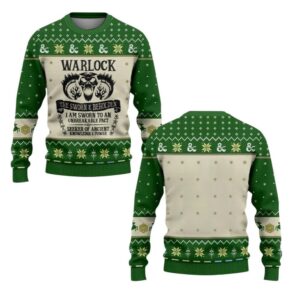 Alternative view of 2025 Christmas DND Warlock The Sworn & Beholden Ugly Sweater - Grishko.com