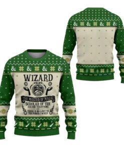 Alternative view of 2025 Christmas DnD Wizard The Master Of Magic Ugly Sweater  