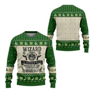 Alternative view of 2025 Christmas DnD Wizard The Master Of Magic Ugly Sweater - Grishko.com