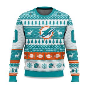 2025 Christmas Dolphins Personalized Ugly Sweater