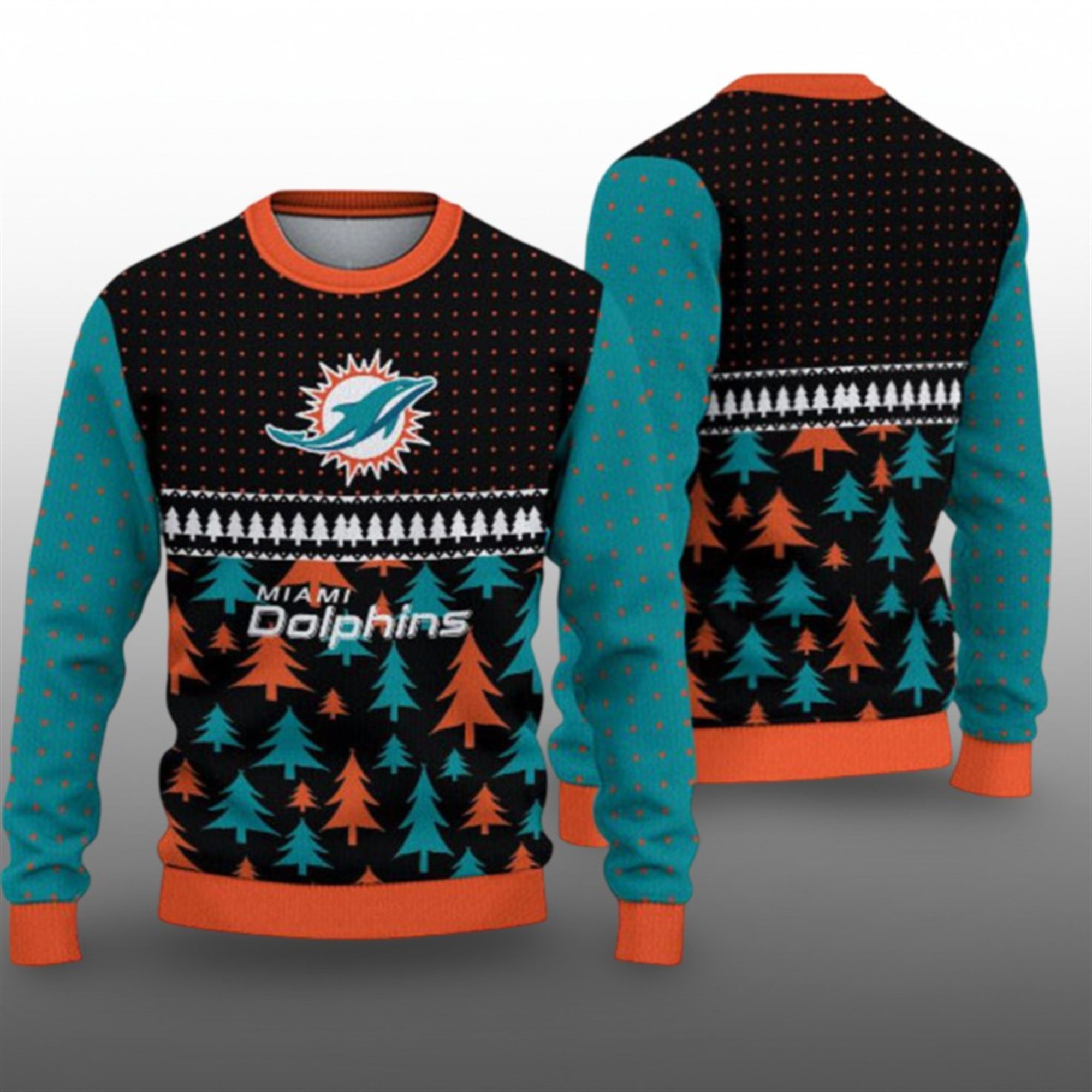 2025 Christmas Dolphins Ugly Sweater - Grishko.com