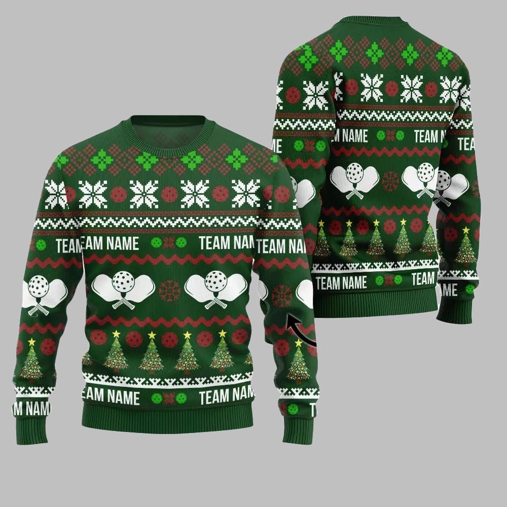 2025 Christmas Dominate The Dink Custom Team Name Pickleball Ugly Christmas Sweater - Grishko.com