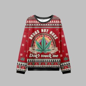Alternative view of 2025 Christmas Drugs Not Hugs Ugly Christmas Sweater - Grishko.com
