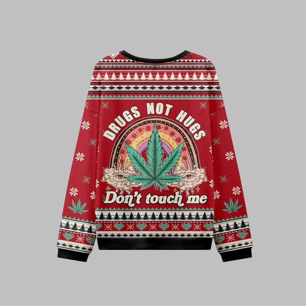 2025 Christmas Drugs Not Hugs Ugly Christmas Sweater - Image 3
