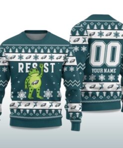 Alternative view of 2025 Christmas Eagles Portland Frog Resist Ugly Sweater