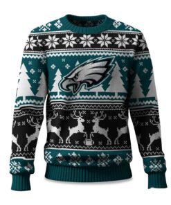 2025 Christmas Eagles Reindeer Football Ugly Sweater