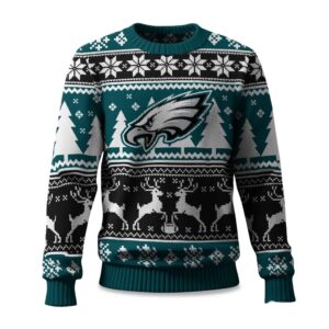 2025 Christmas Eagles Reindeer Football Ugly Sweater
