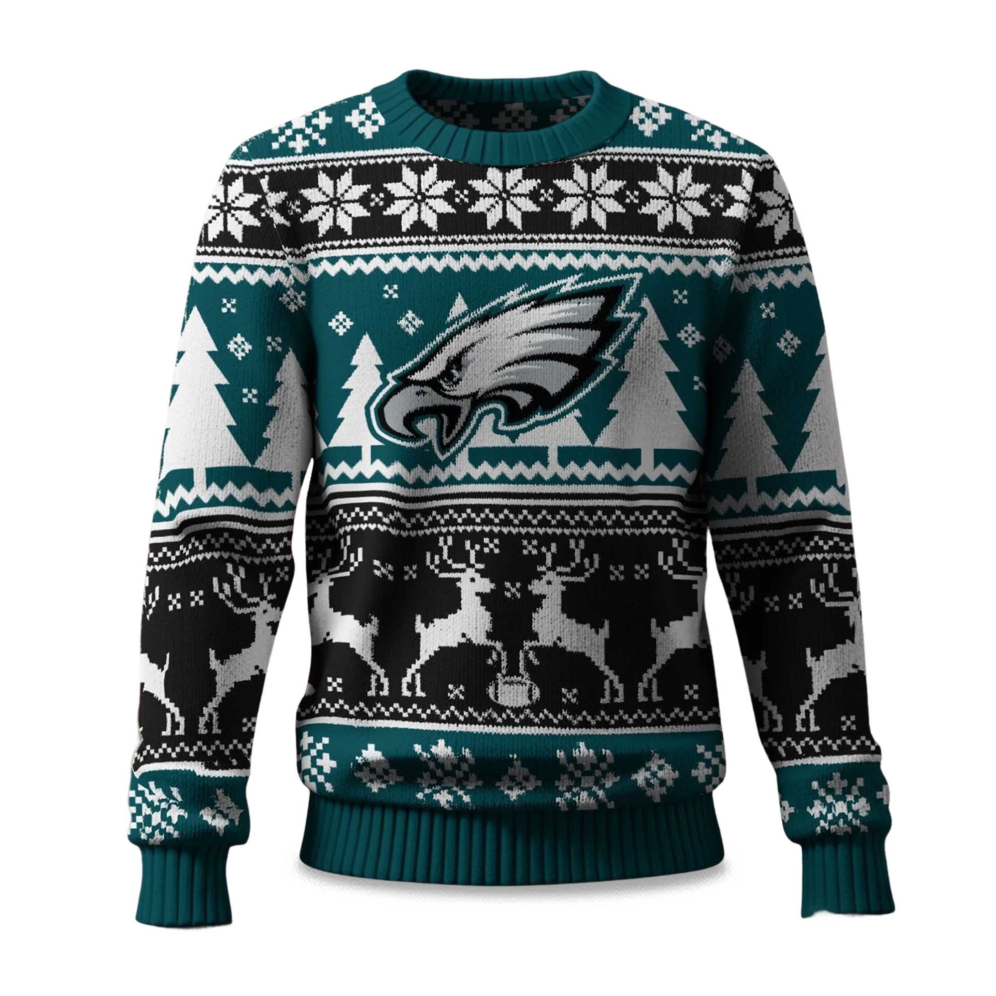 2025 Christmas Eagles Reindeer Football Ugly Sweater