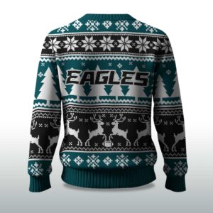 Alternative view of 2025 Christmas Eagles Reindeer Football Ugly Sweater