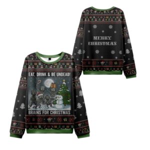 Alternative view of 2025 Christmas Eat Drink Be Undead Ugly Sweater - Grishko.com