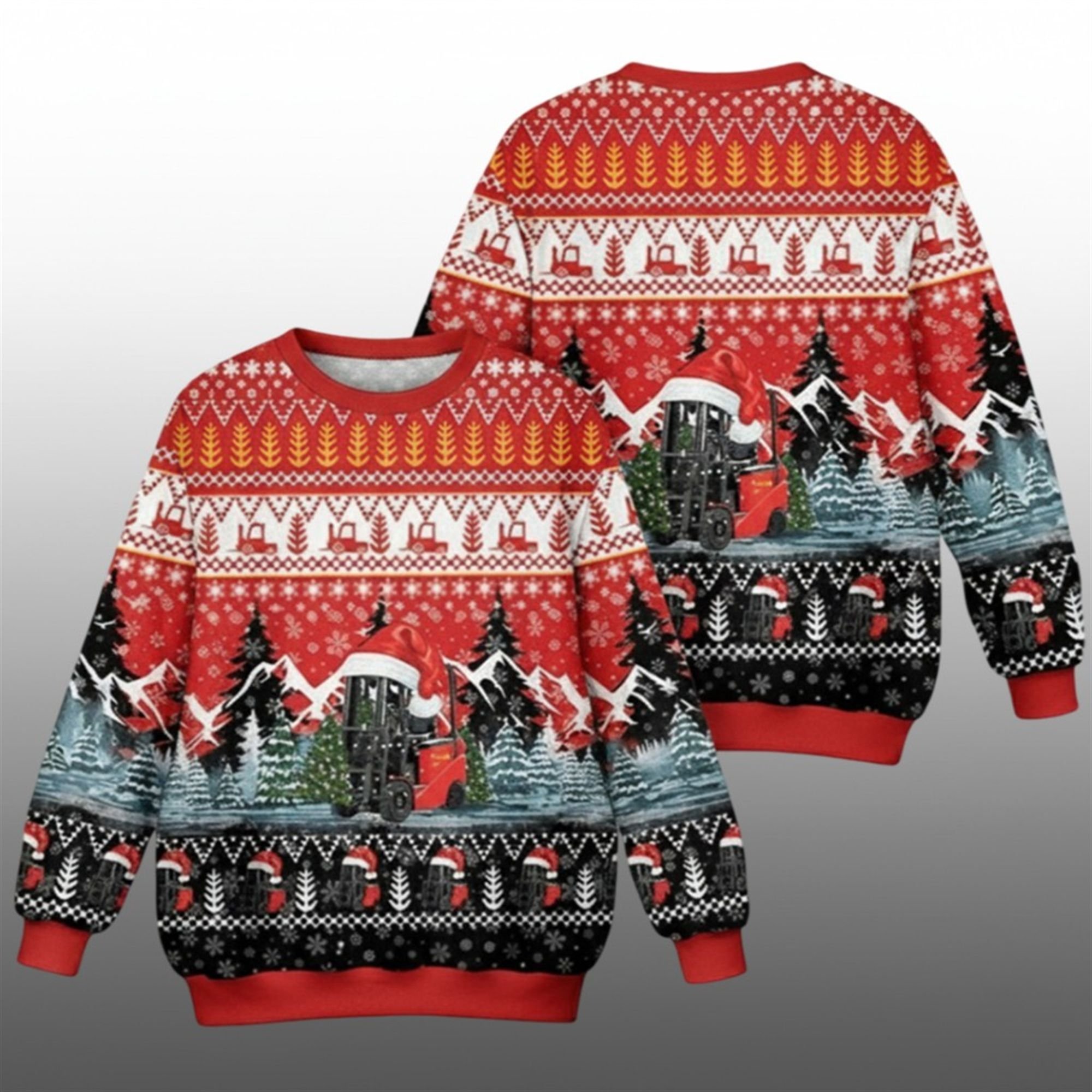 2025 Christmas Electric Forklift Ugly Christmas Sweater - Grishko.com