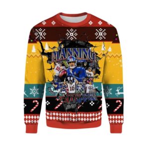 Alternative view of 2025 Christmas Eli Manning NY Giants Ugly Christmas Sweater - Grishko.com