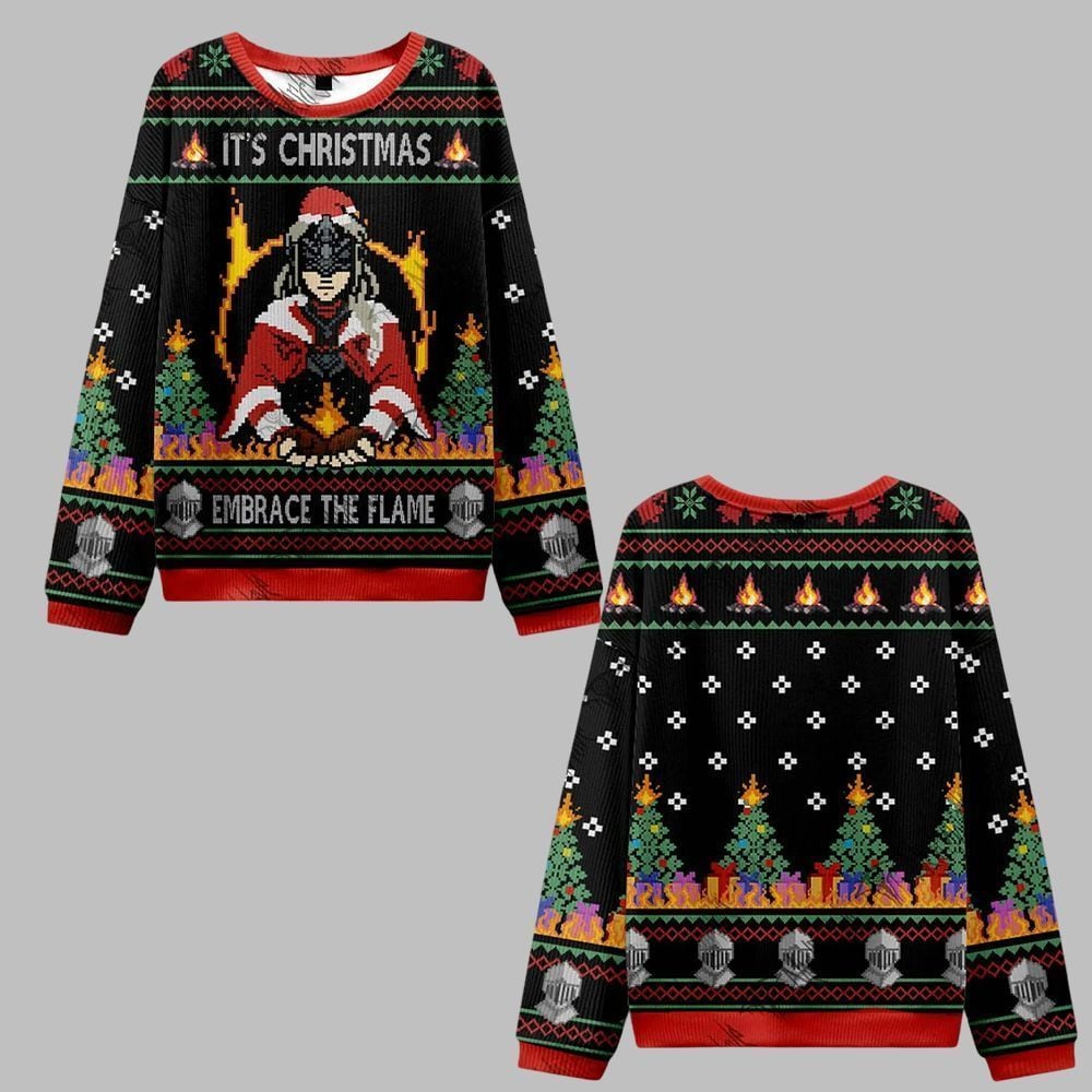 2025 Christmas Embrace the Flame Ugly Christmas Sweater - Grishko.com