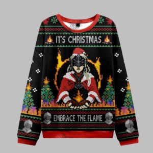 Alternative view of 2025 Christmas Embrace the Flame Ugly Christmas Sweater - Grishko.com