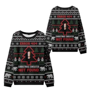 Alternative view of 2025 Christmas Error 404 Not Found Ugly Sweater - Grishko.com