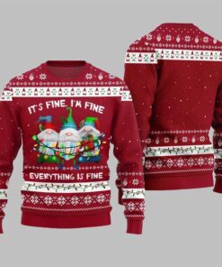 Alternative view of 2025 Christmas Everything Is Fine Gnome Ugly Sweater  