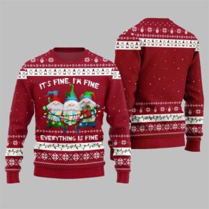 Alternative view of 2025 Christmas Everything Is Fine Gnome Ugly Sweater - Grishko.com