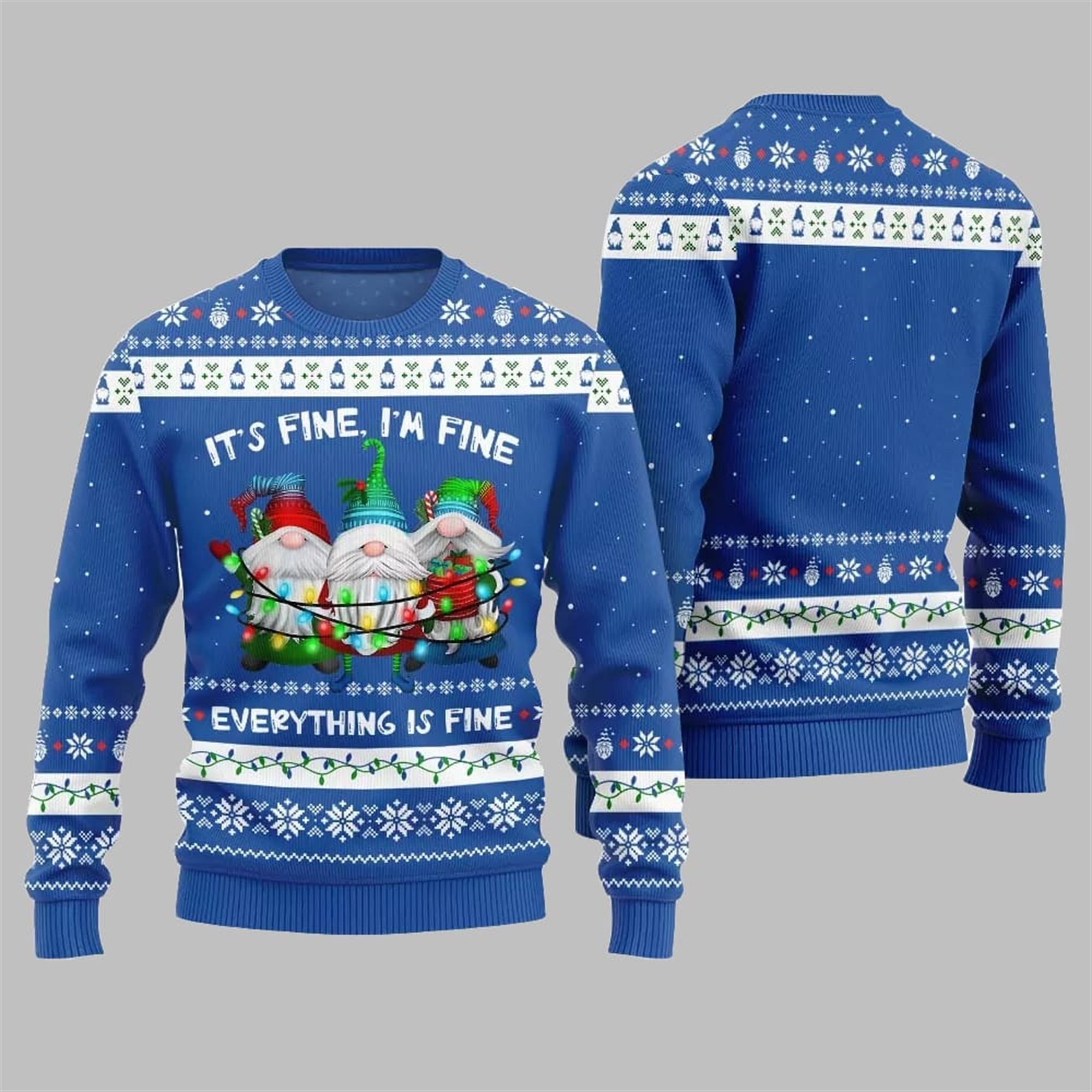 2025 Christmas Everything Is Fine Gnome Ugly Sweater - Grishko.com