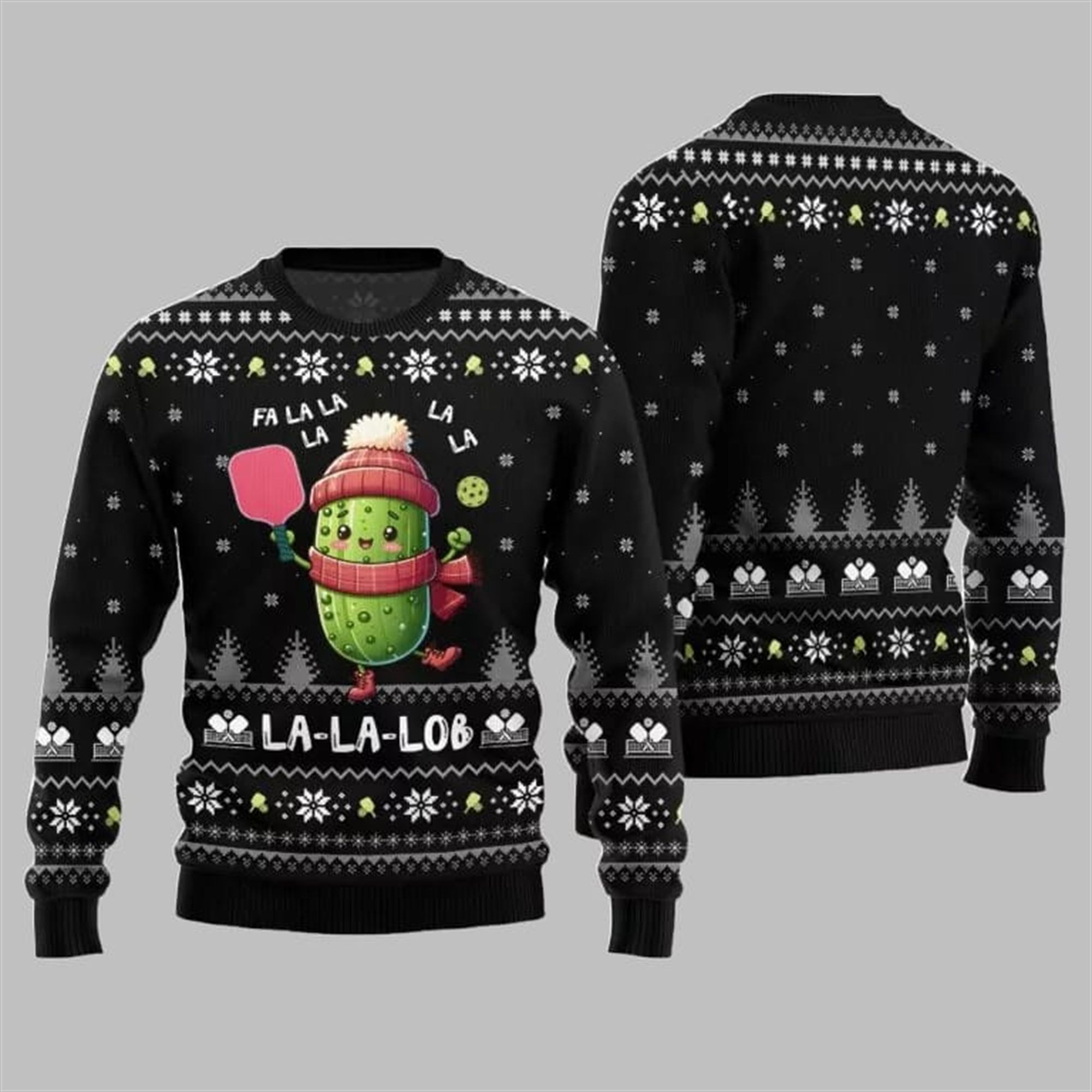 2025 Christmas Fa La Lob Pickleball Ugly Sweater - Grishko.com