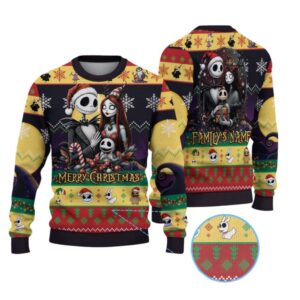 Alternative view of 2025 Christmas Family Jack and Sally Ugly Sweater - Grishko.com