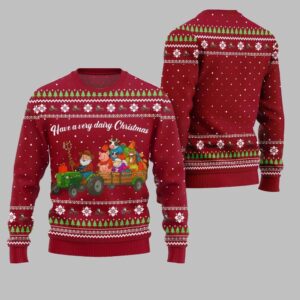 Alternative view of 2025 Christmas Farming have A Very Dairy Christmas Ugly Christmas Sweater - Grishko.com