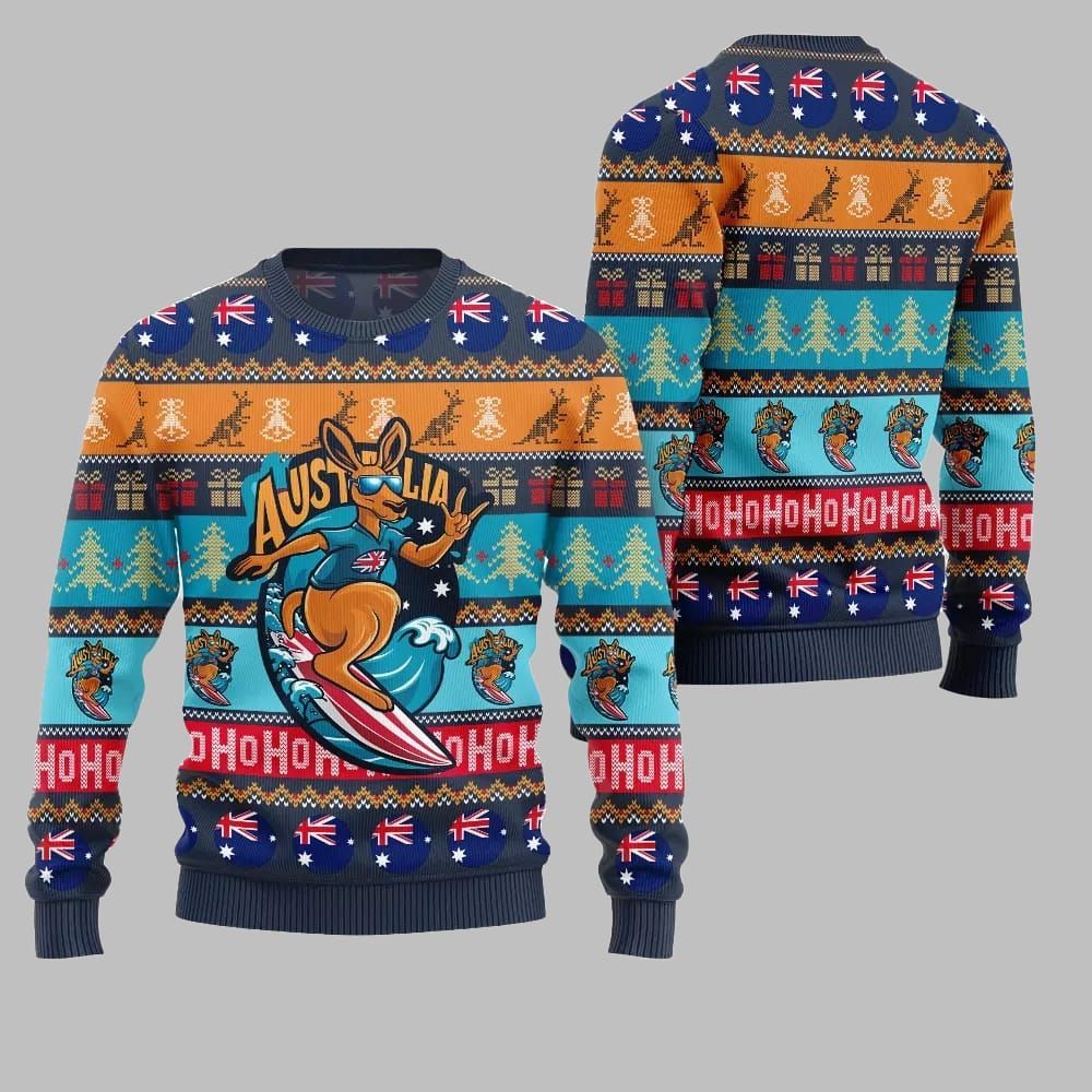 2025 Christmas Festive Australia Kangaroo Holiday Jumper Ugly Christmas Sweater - Image 3