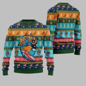 2025 Christmas Festive Australia Kangaroo Holiday Jumper Ugly Christmas Sweater - Grishko.com