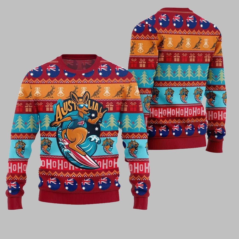 2025 Christmas Festive Australia Kangaroo Holiday Jumper Ugly Christmas Sweater - Image 5