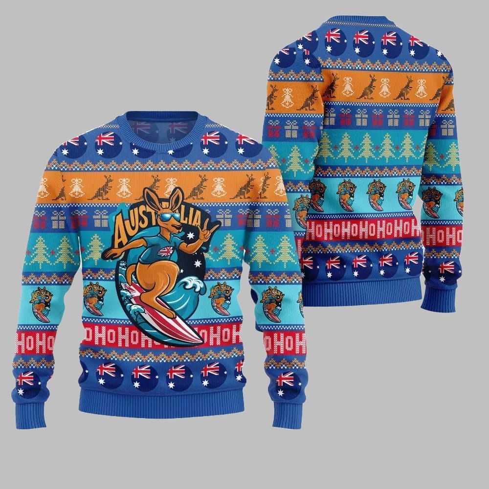 2025 Christmas Festive Australia Kangaroo Holiday Jumper Ugly Christmas Sweater - Image 4
