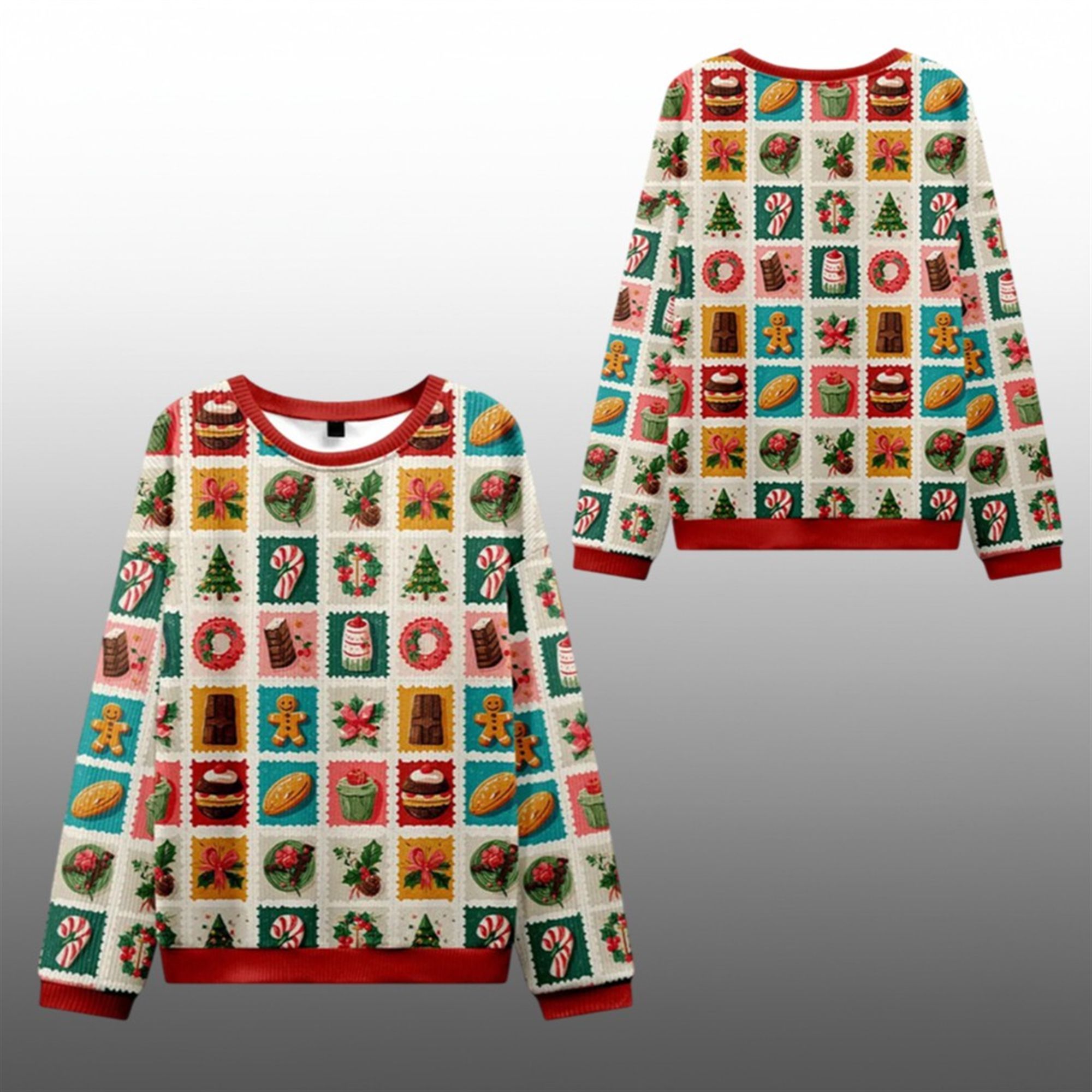 2025 Christmas Festive Treats Patchwork Ugly Sweater - Grishko.com