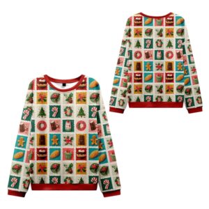 Alternative view of 2025 Christmas Festive Treats Patchwork Ugly Sweater - Grishko.com