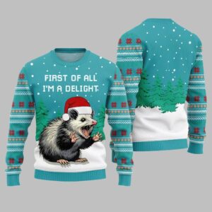 Alternative view of 2025 Christmas First Of All Im A Delight Ugly Christmas Sweater - Grishko.com