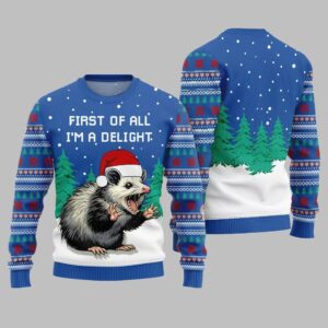 2025 Christmas First Of All Im A Delight Ugly Christmas Sweater - Grishko.com