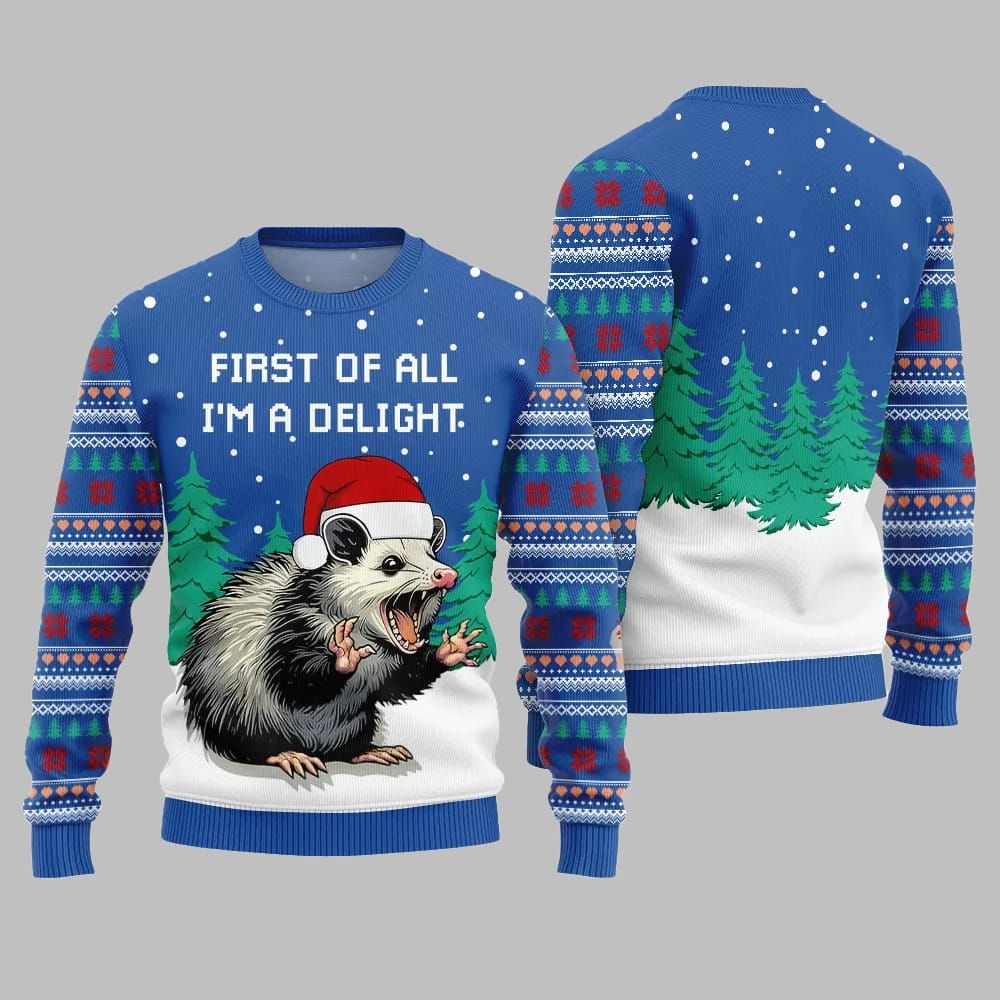 2025 Christmas First Of All Im A Delight Ugly Christmas Sweater - Grishko.com