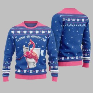 Alternative view of 2025 Christmas Flamin Go Number Two Ugly Christmas Sweater - Grishko.com