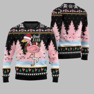 Alternative view of 2025 Christmas Flamingo Break A Leg Ugly Christmas Sweater - Grishko.com