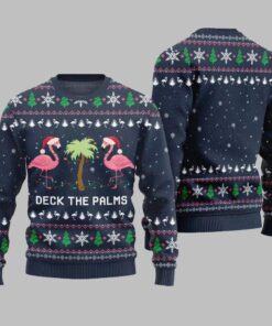 Alternative view of 2025 Christmas Flamingo Decking The Palms Ugly Christmas Sweater  
