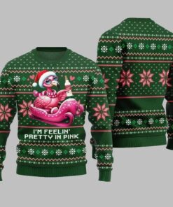 2025 Christmas Flamingo Im Feelin Pretty In Pink Ugly Christmas Sweater  