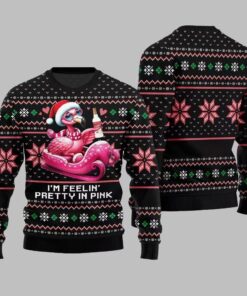 Alternative view of 2025 Christmas Flamingo Im Feelin Pretty In Pink Ugly Christmas Sweater  