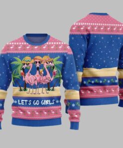 2025 Christmas Flamingo Let's Go Girls Ugly Christmas Sweater  