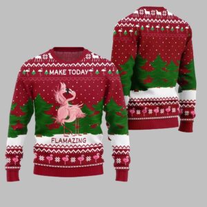 2025 Christmas Flamingo Make Today Flamazing Ugly Christmas Sweater - Grishko.com