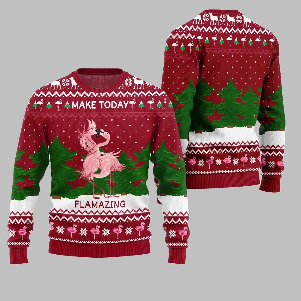 2025 Christmas Flamingo Make Today Flamazing Ugly Christmas Sweater - Grishko.com