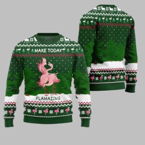 Alternative view of 2025 Christmas Flamingo Make Today Flamazing Ugly Christmas Sweater - Grishko.com